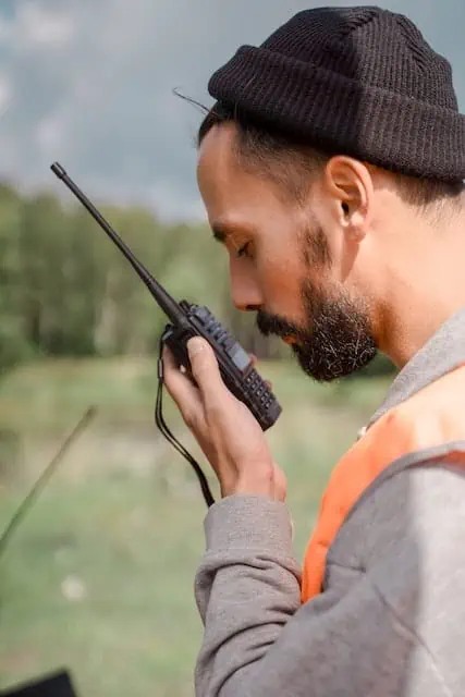 person using walkie